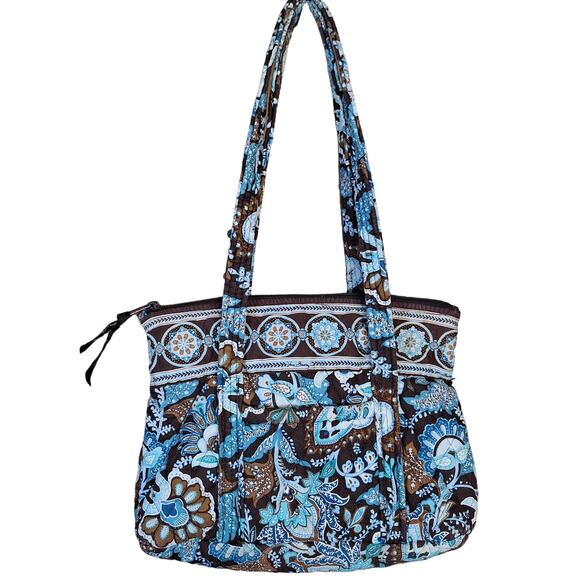 Vera Bradley Handbags - Vera Bradley quilted Java blue retired medium size paisley shoulder bag